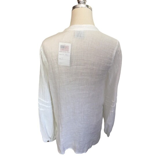 Color Me Cotton Size Small White Top Long Sleeve Light Weight Linen Button Up - Picture 2 of 4